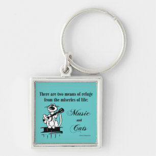 Music and Cats 2 - Schweitzer quote Key Ring