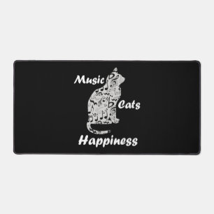 Music and Cats is Happiness Quote Desk Mat