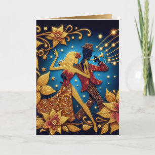 Music and Dance Gold Christmas Card