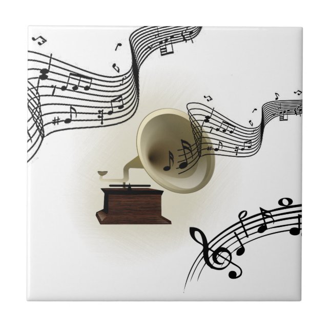 Music and Gramophone Design Tile (Front)