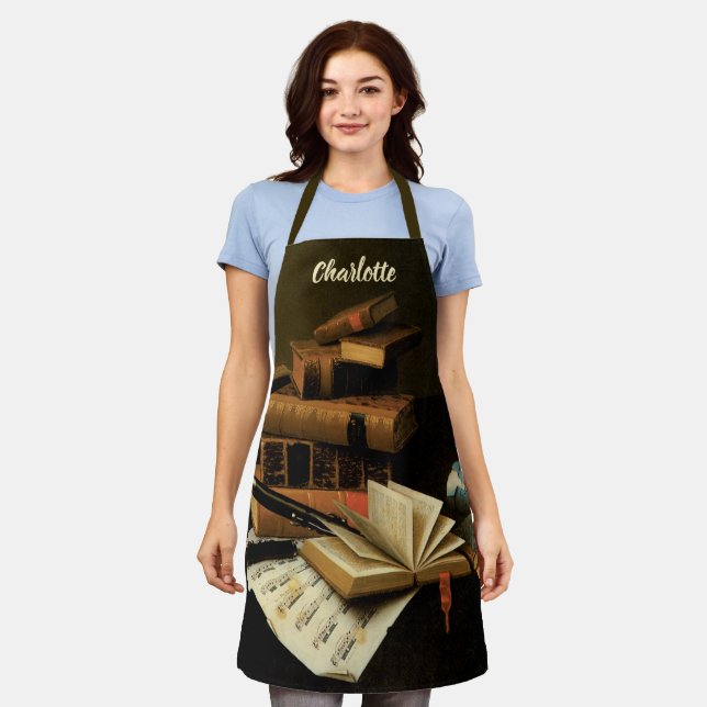Music and Literature by William Harnett, Fine Art Apron (Worn)