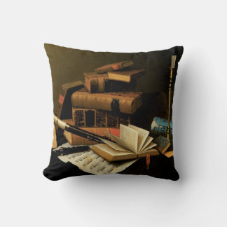 Music and Literature by William Harnett, Fine Art Cushion