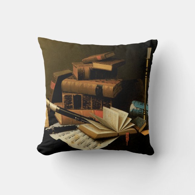 Music and Literature by William Harnett, Fine Art Cushion (Front)