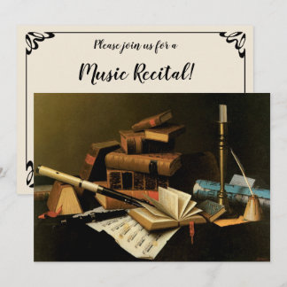 Music and Literature by William Harnett, Fine Art Invitation