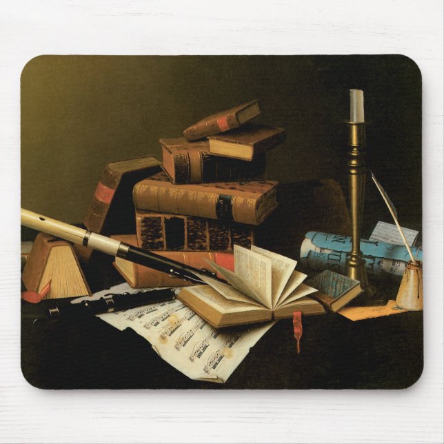 Music and Literature by William Harnett, Fine Art Mouse Mat (Front)