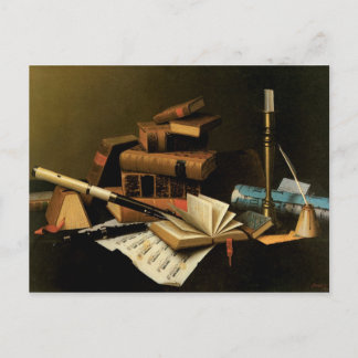 Music and Literature by William Harnett, Fine Art Postcard