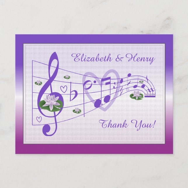 Music and Lotus Blossoms Bridal Shower Card (Front)