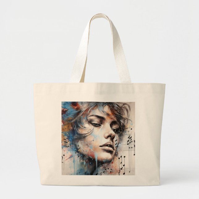 Music and Love Large Tote Bag (Front)