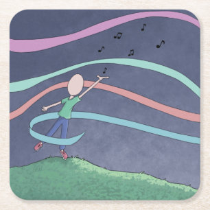 Music and Melody Square Paper Coaster