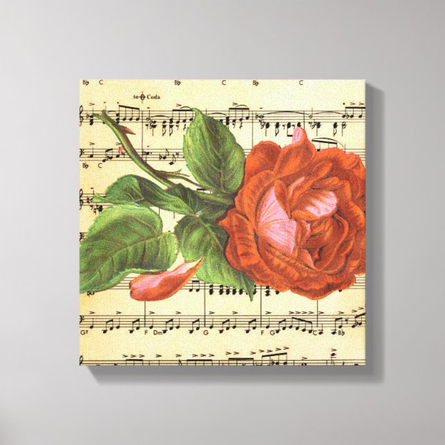 Music and Red Rose Canvas Print (Front)