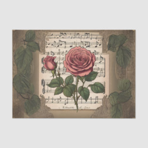 Music and Roses Decoupage Tissue Paper