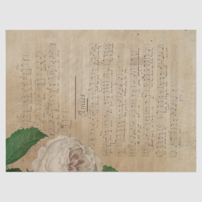 Music and Roses Series Design 4 Tissue Paper (Front)