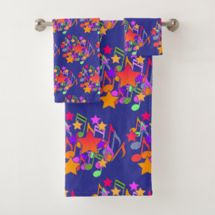 Music And Stars Deep Blue Kids Bath Towel Set