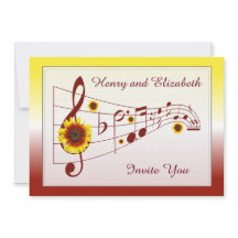 Music and Sunflowers Wedding Invitation