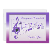 Music and Violets Wedding Invitation
