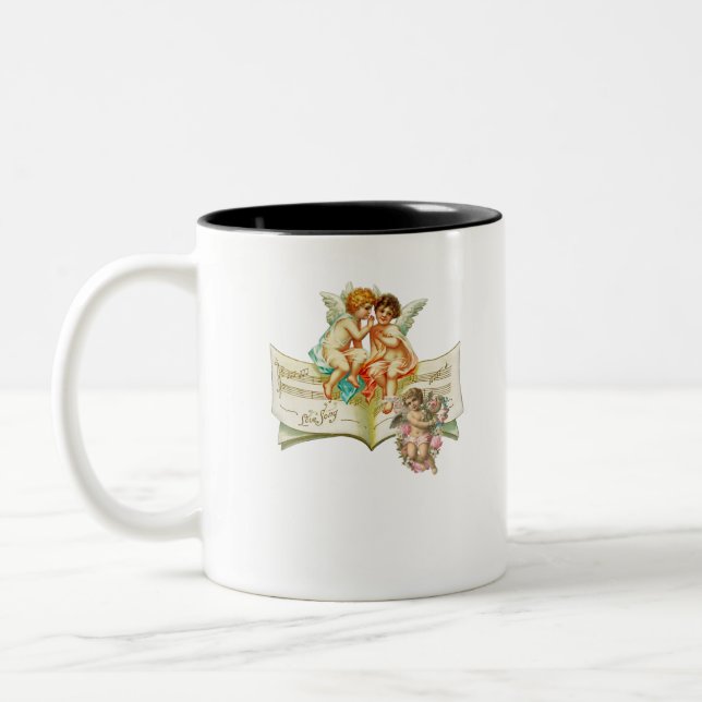 music angel cherubs Two-Tone coffee mug (Left)