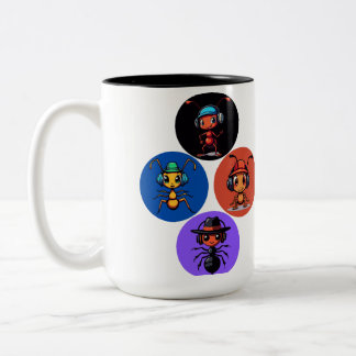 music ant cartoon Two-Tone coffee mug