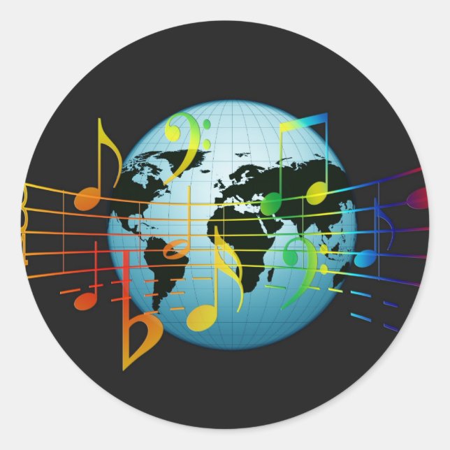 Music Around the World Classic Round Sticker (Front)