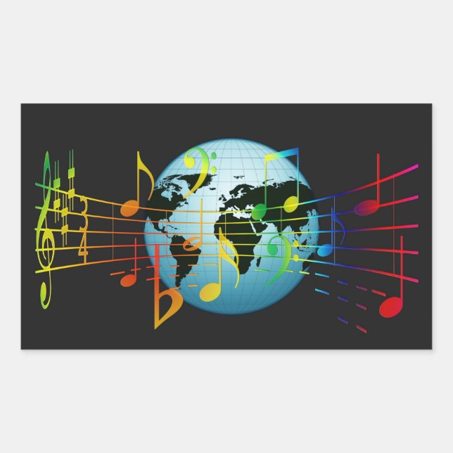Music Around the World Rectangular Sticker (Front)