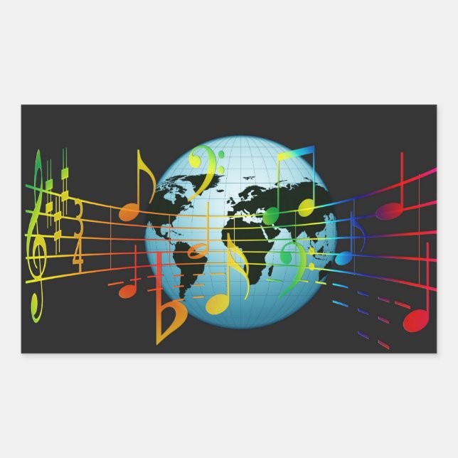 Music Around the World Rectangular Sticker (Front)