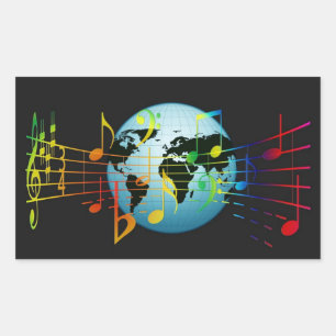 Music Around the World Rectangular Sticker