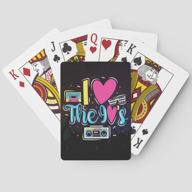 Music Art 90s Retro Cassette Party Playing Cards (Back)