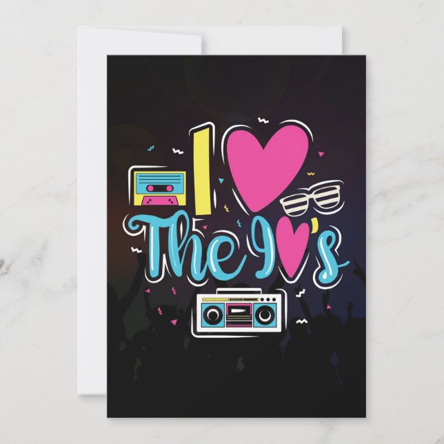 Music Art 90s Retro Cassette Party Thank You Card (Front)