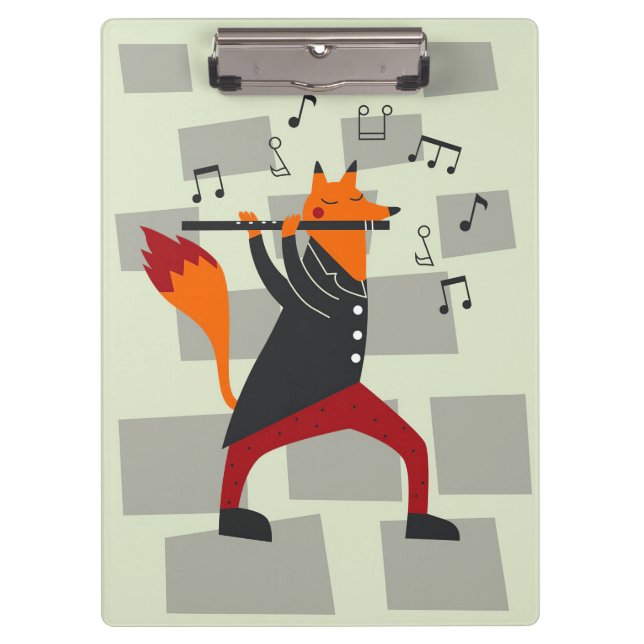 Music Art A Fox And Flute Clipboard (Front)