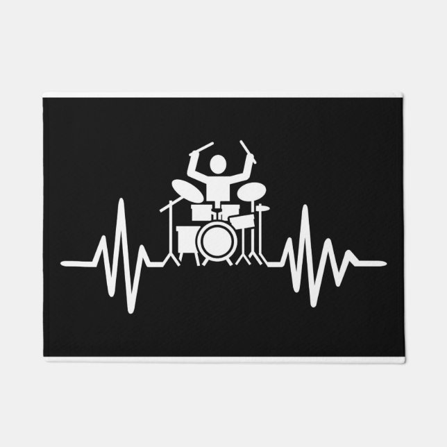 Music Art Drummer Heartbeat Doormat (Front)