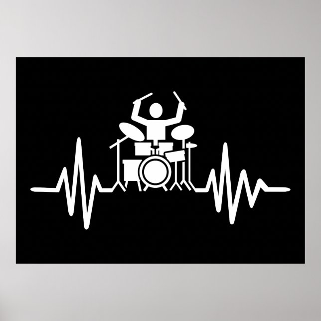 Music Art Drummer Heartbeat Poster (Front)