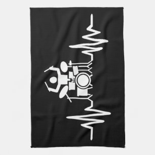 Music Art Drummer Heartbeat Tea Towel