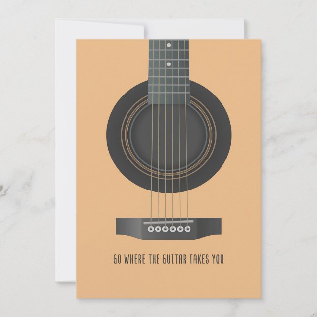 Music Art Go Where The Guitar Takes You Thank You Card (Front)