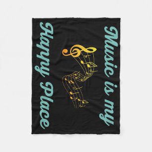 Music Art Music Is My Happy Place Fleece Blanket