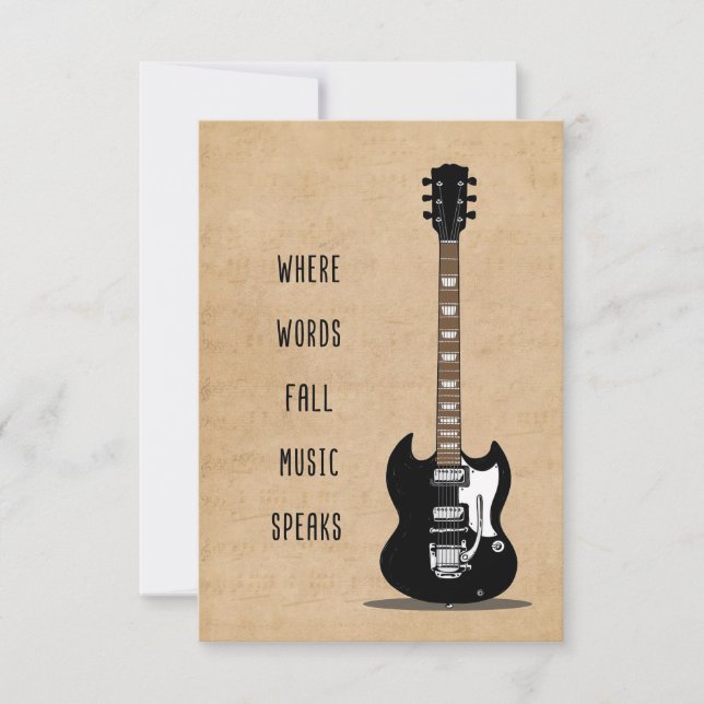 Music Art Where Words Fall Music Speaks Thank You Card (Front)