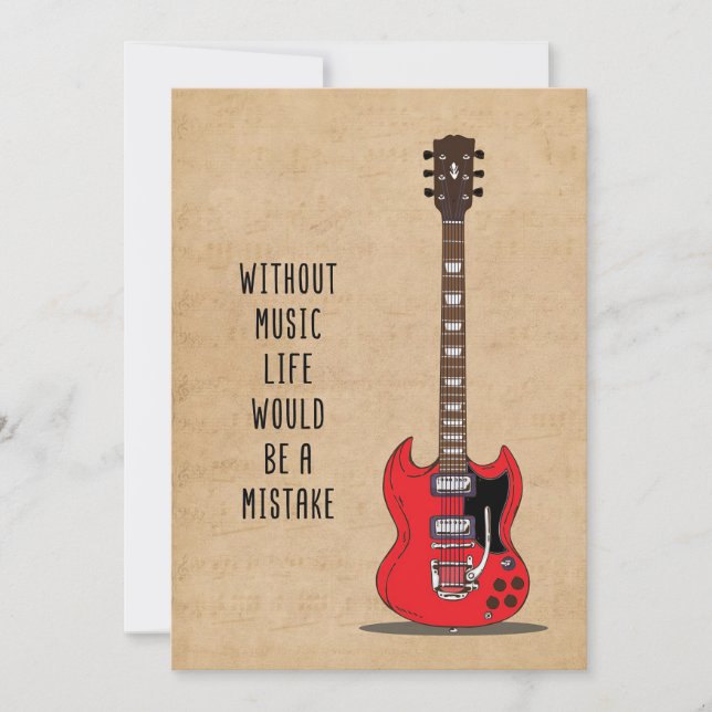 Music Art Without Music Life Would Be A Mistake Thank You Card (Front)