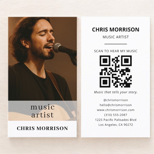 Music Artist QR Code Photo Business Card (Creator Uploaded)