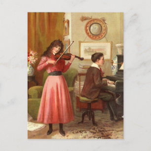 Music at Home Vintage Illustration Postcard