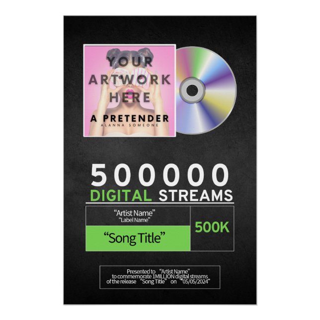 Music Award for Streaming Glossy Poster (Front)
