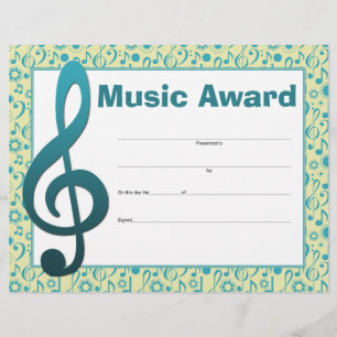 Music Award Studio Teacher Student Certificate