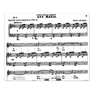 Music Bach Gounod Ave Maria Vocal Rubber Stamp