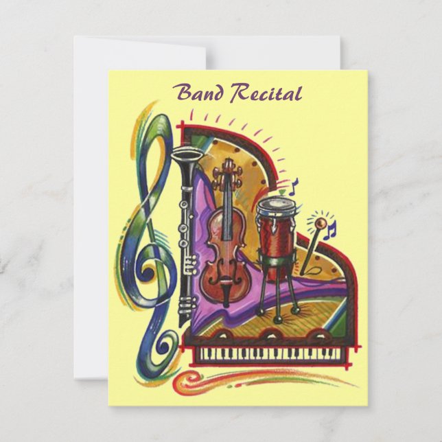 Music Band Instruments Recital Or Party INVITATION (Front)