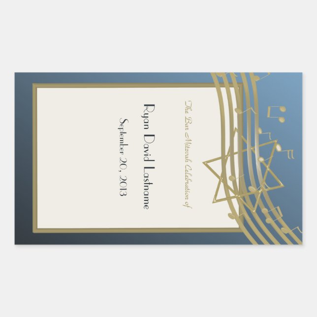 Music Bar Mitzvah Rectangular Sticker (Front)