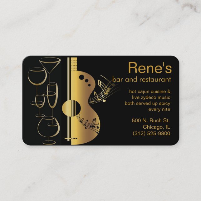 music bar restaurant business card (Front)
