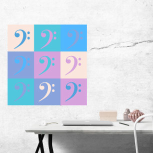 Music Bass Clef Pastel Colors Poster
