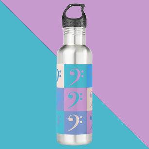 Music Bass Clef Pattern Pastel Colours 710 Ml Water Bottle