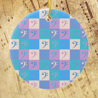 Music Bass Clef Pattern Pastel Colours Ceramic Tree Decoration