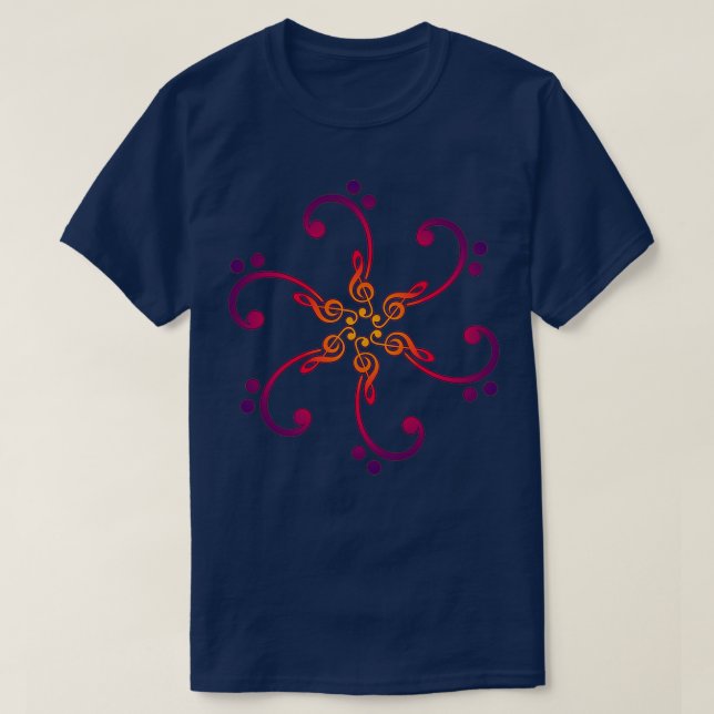 Music bass clef treble clef mandala musician class T-Shirt (Design Front)