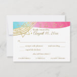 Music Bat Mitzvah Gold Response<br><div class="desc">Music in the Air Bar Mitzvah response card in Pink,  Blue and gold.  Customise with your own text as needed.</div>