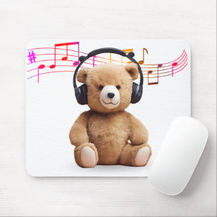 Music Bear With Headphones Mouse Mat