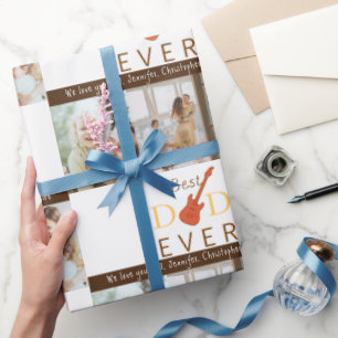 Music Best Dad Ever Photo Collage Fathers Day Wrapping Paper